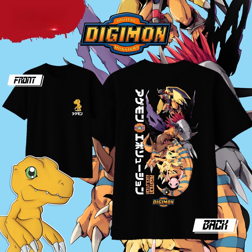 Street Fashion Evolution - Anime Digimon Agumon Evolution Printed Cotton