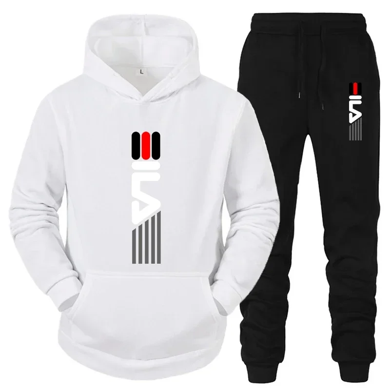 Street Fashion Outfit - Men's Tracksuit Hooded Sweatshirt+Sweatpants 2 Pcs