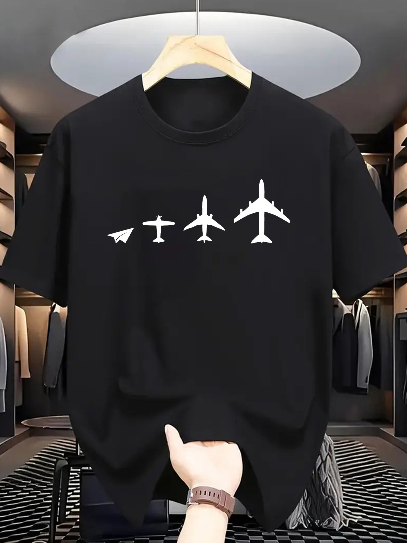 Street Fashion Evolution - Plane Evolution Print Men Short Sleeve