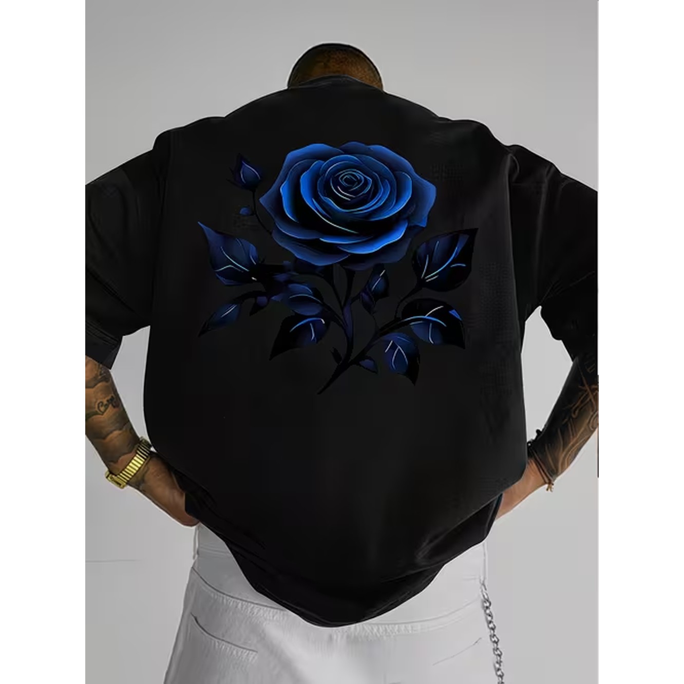 Italy Fashion Street - Mens Trendy Blue Rose Print Short