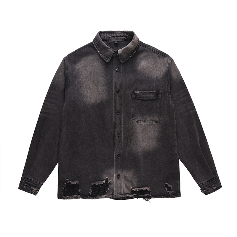 Street Fashion Vintage - Men's High Street Ripped Jeans Jacket