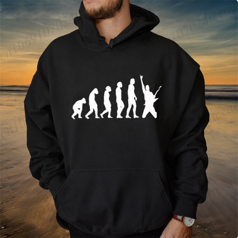 Street Fashion Evolution - Evolution Guitar Player Printed Men's Hoodies