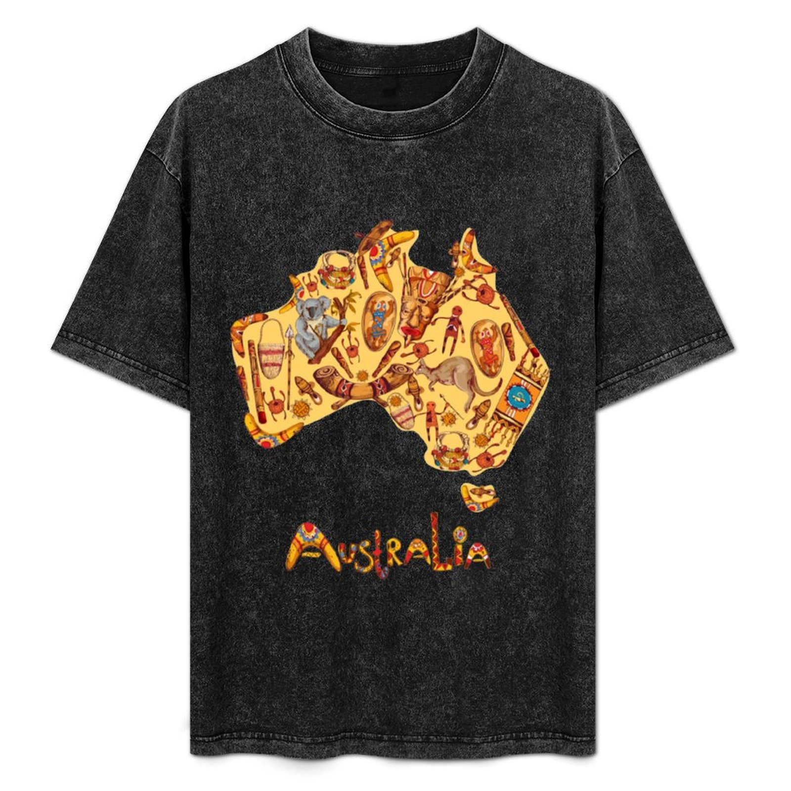 Street Fashion Australia - Aboriginal Flag Aboriginal Map Australia T-Shirt