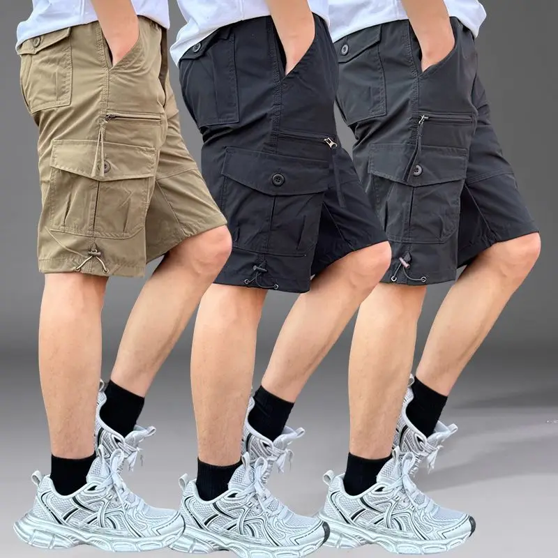 Cargo Pant Wide - Mens Cargo Shorts Loose Solid Long