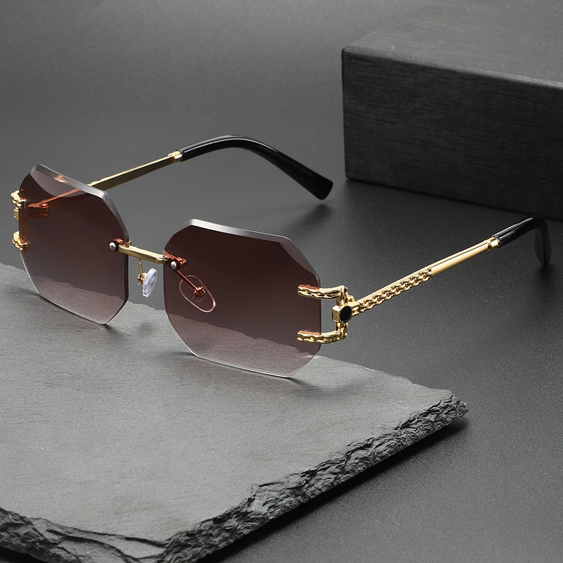 Street Fashion Vintage - New small rectangular frameless sunglasses women's