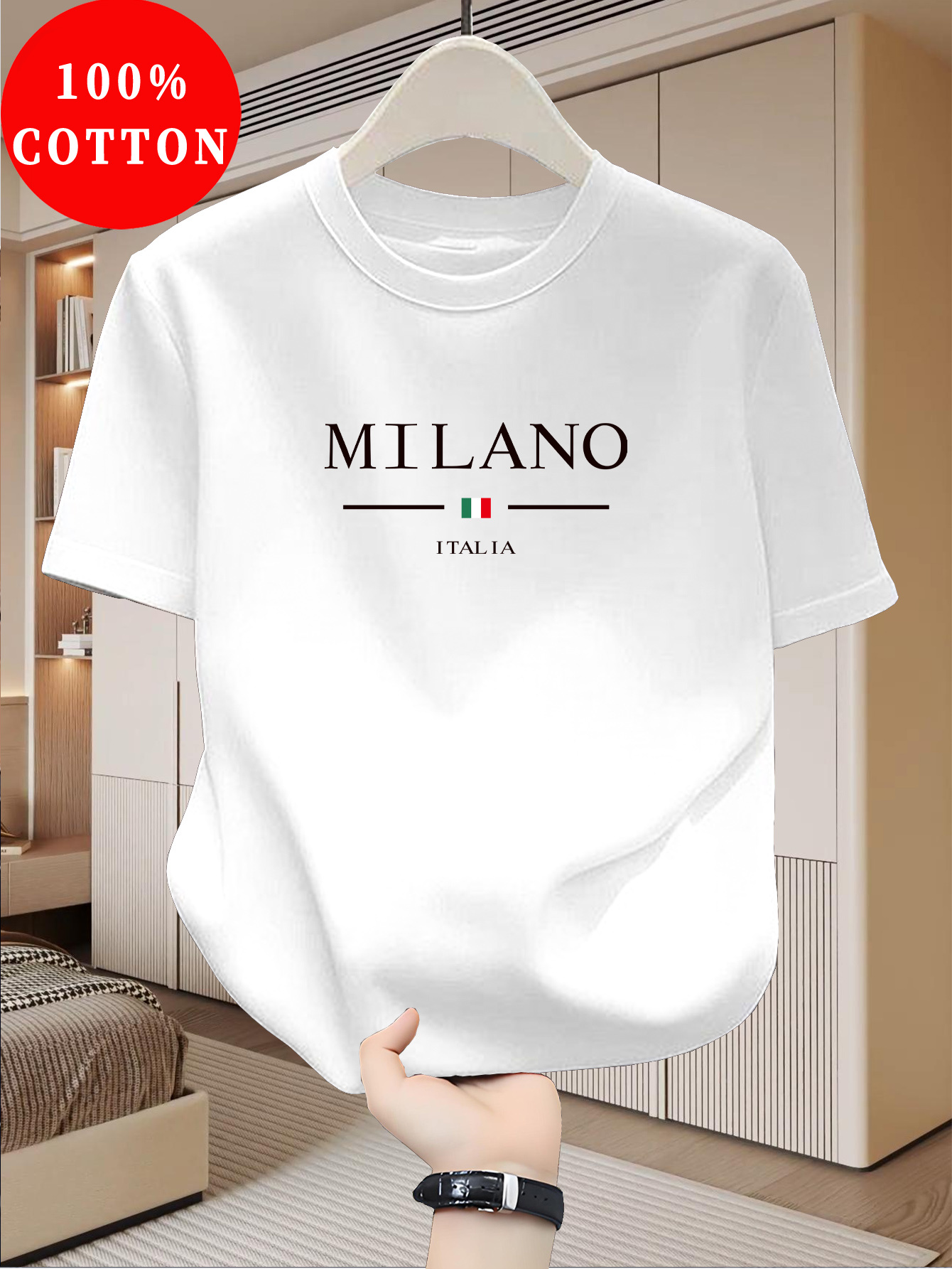 Street Fashion Milan - Milan Pattern Printed Short Sleeved Casual