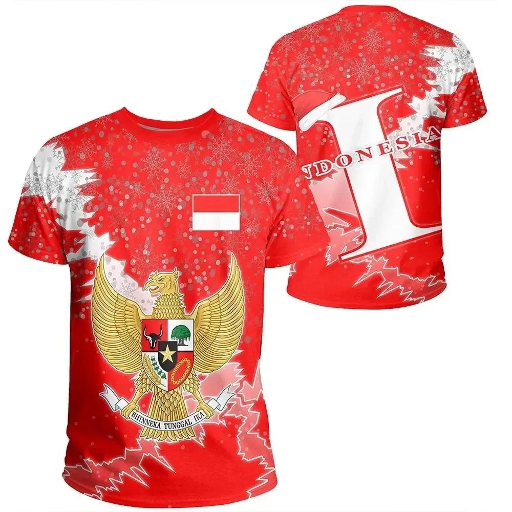 Street Fashion For Boy - Indonesian Flag 3D Heraldic Print T-shirt