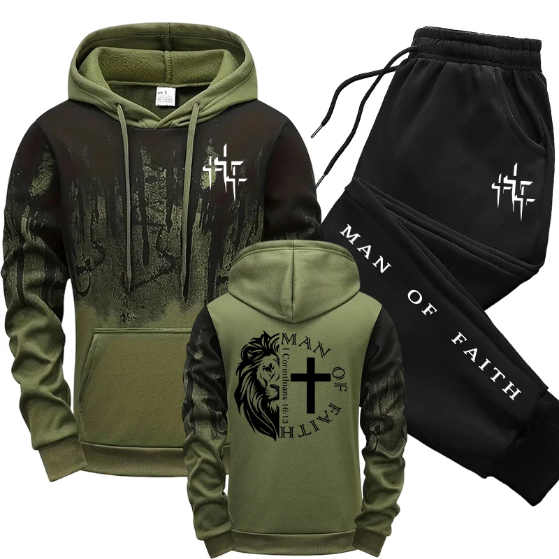 Street Fashion Outfit - Man of Faith Pattern Men's Set