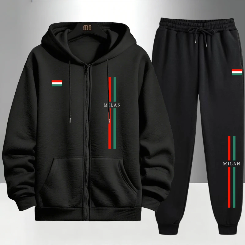 Street Fashion Outfit - 2026 Italy Printed Men's Set Zipper