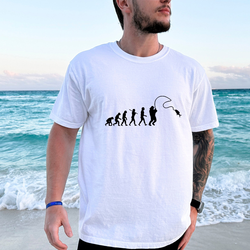 Street Fashion Evolution - Fishing Evolution Printed T-Shirt Funny Fishing