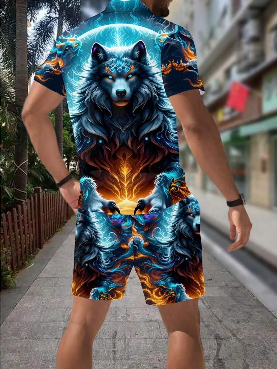 Men's Fashion 3D Wolf Print Zi - огляд і ціна Street Fashion Outfit