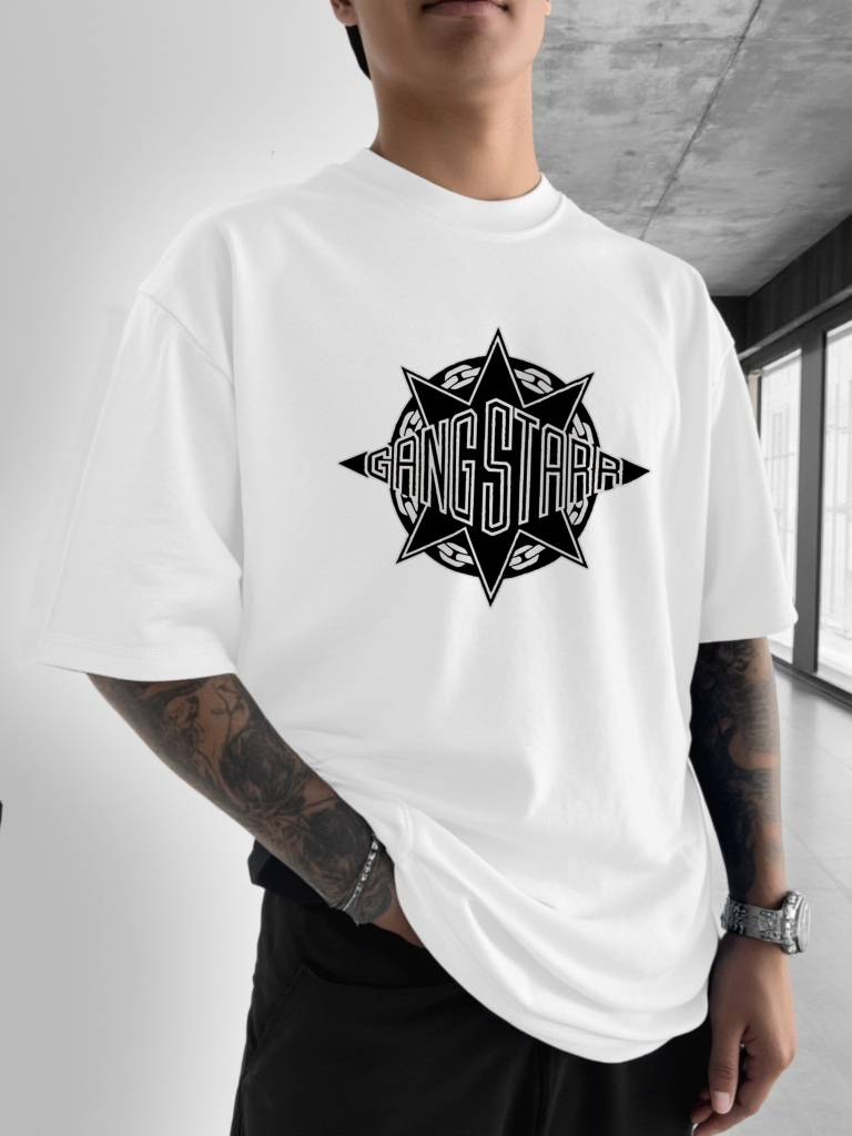 New Gang Starr Logo Print T-Sh - огляд і ціна Street Fashion Logo Design