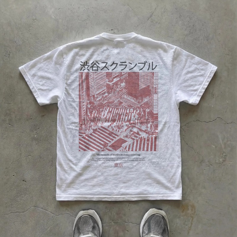 Shibuya Crossroads Pattern T-s - огляд і ціна Street Fashion Shibuya