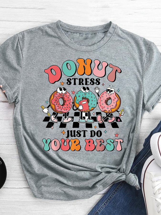 Cartoon Donut Print T-shirt, S - огляд і ціна Italy Fashion Street