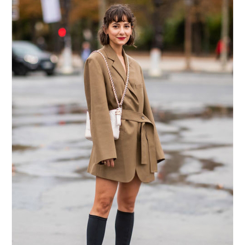 Chic Khaki Midi Suit Dress Fas - огляд і ціна Street Fashion Week
