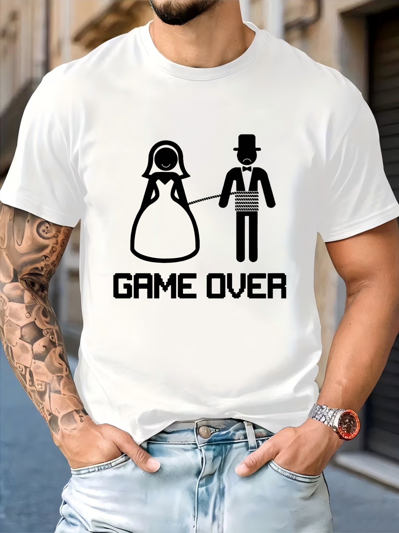 Mens Black Crew Neck Tee Funny - огляд і ціна Street Fashion Game