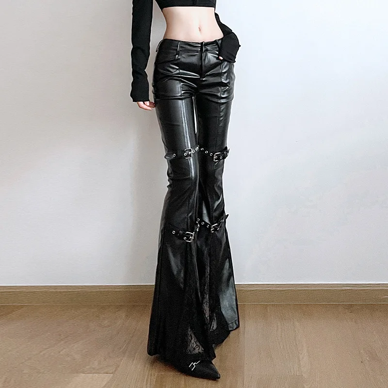 Women's PU Leather Flare Pants - огляд і ціна Street Fashion Vintage